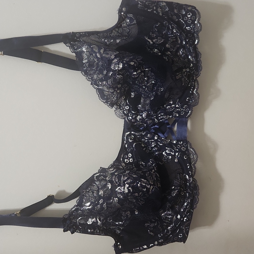 Cacique Metallic Lace Unlined Balconette Bra